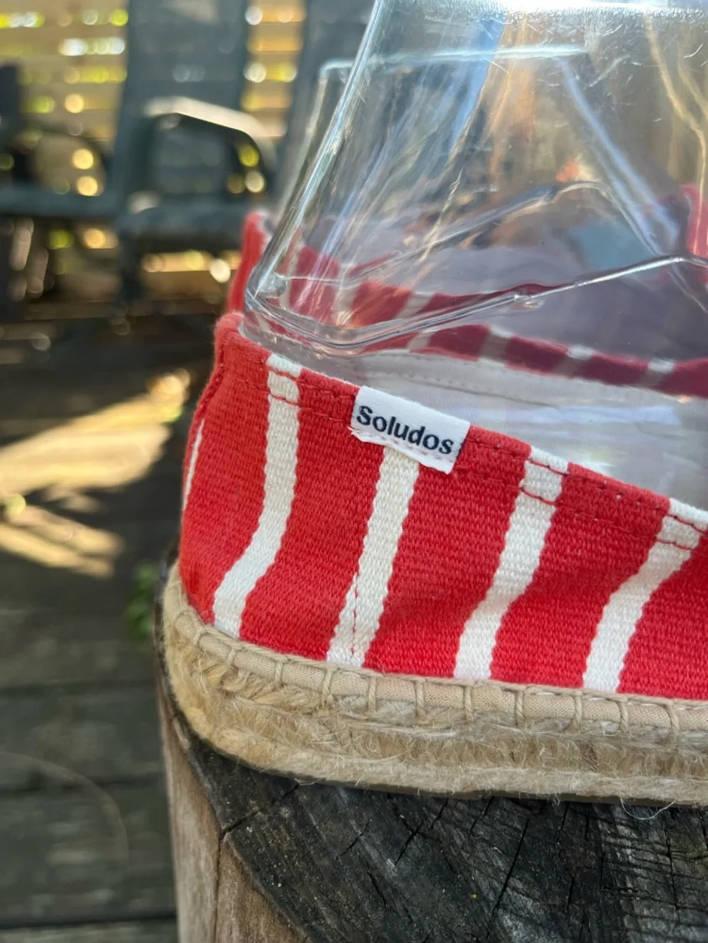 Soludos Womens Platform Smoking Slipper Coral Red White Striped Espadrilles 8